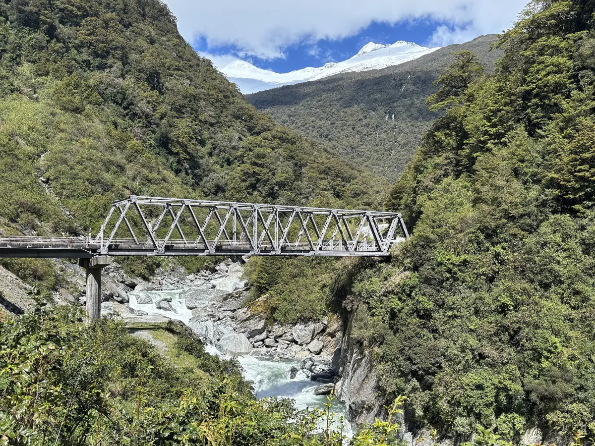The Gates of Haast bridge over a rocky gorge